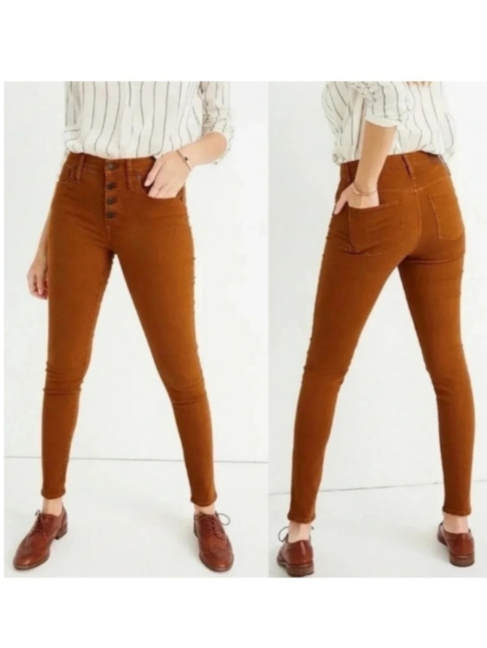 Madewell Mid Rise Skinny Button-Front Edition Burnished Cedar